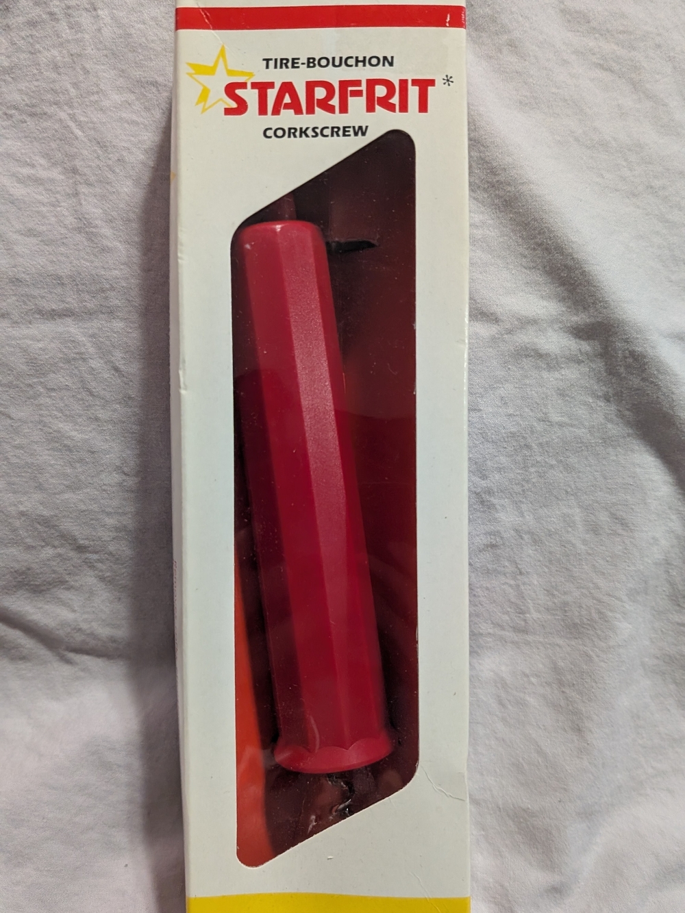 Vintage Starfrit Red Corkscrew NEW Old Stock Kitchen Tool *BIN